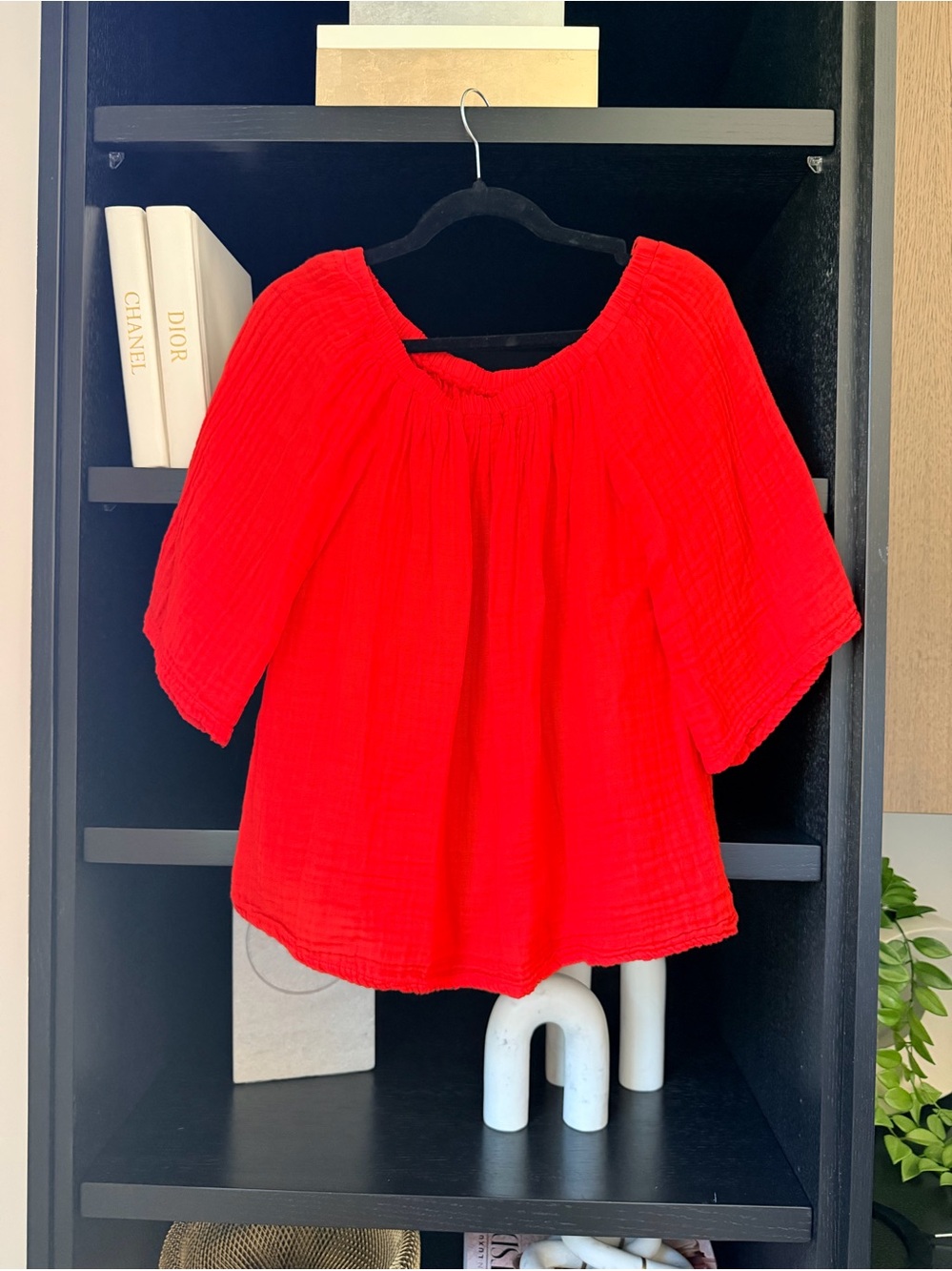 Michael Stars Red Gauzy Top Size Small